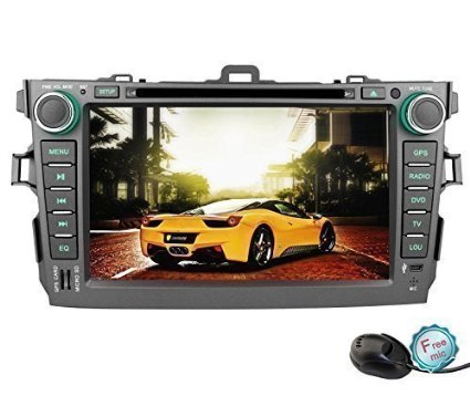 YINUO 8 Inch 800*480 HD Touch Screen Car DVD Player GPS Stereo for Toyota Corolla 2007-2011 In Dash Navigation iPod/iPhone Music/AM FM Radio/Steering Wheel Control/Bluetooth/DVR/AV-IN/1080P-Video, 7 Color Button Illuminations