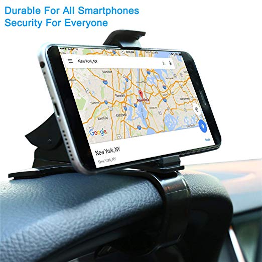 Non-Slip Car Dashboard Dash-Mounted Phone Holder, HUD-Simulation Rotation Navigation Mount with Enhanced Fixing Base, Spring Rubber Clip with Lookahead Vision for iPhone Samsung Galaxy Motorola