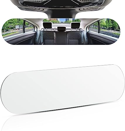 JOYTUTUS Rear View Mirror, 11.81 Inch Frameless Panoramic Rearview Mirror, Interior Clip-on Wide Angle Convex Universal Rear View Mirror to Reduce Blind Spot Effectively for Car SUV Trucks -Clear