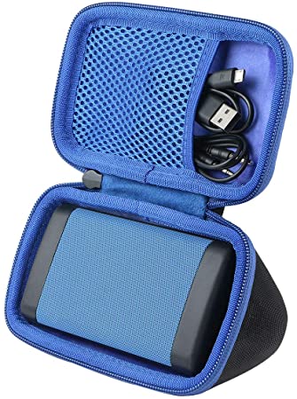 co2crea Hard Travel Case for OontZ Angle 3 3rd Gen Cambridge Soundworks Bluetooth Portable Speaker (Black Case   Inside Blue)