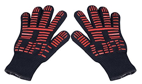 TTLIFE BBQ Grilling Cooking Gloves - 932°F Extreme Heat Resistant Gloves - 1 Pair (Short) - 11" Long for More Flexible