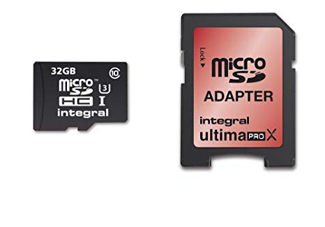 Integral UltimaPro X 32 GB MicroSDHC Ultra-High-Speed Class 10 Memory Card up to 95 MB/s Read and 45 MB/s Write, U3 Rating