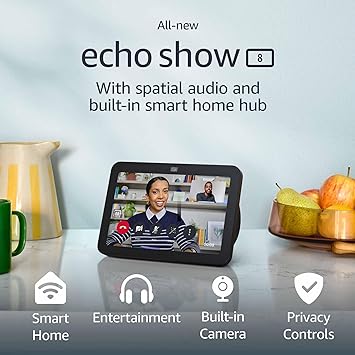 All-new Echo Show 8 (3rd Gen, 2023 release) | With Spatial Audio, Smart Home Hub, and Alexa | Charcoal