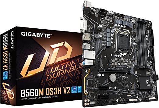 GIGABYTE B560M DS3H V2 (LGA 1200/ Intel/ B560/ Micro-ATX/Dual M.2/ PCIe 4.0/ USB 3.2 Gen1/ GbE LAN/Motherboard)