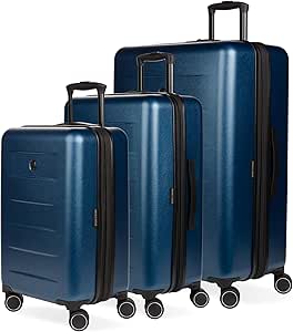 SwissGear 8020 Eclipse Hardside Expandable Luggage with Spinner Wheels, Navy, 3-Piece Set (18/24/27)