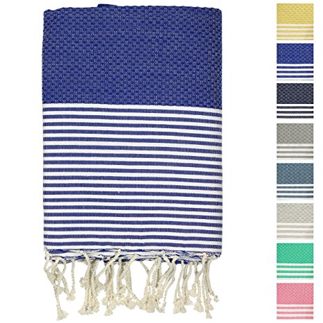 Fouta Turkish Bath Beach Towel Pestamel Peshtemal, 39" x 70", Blue