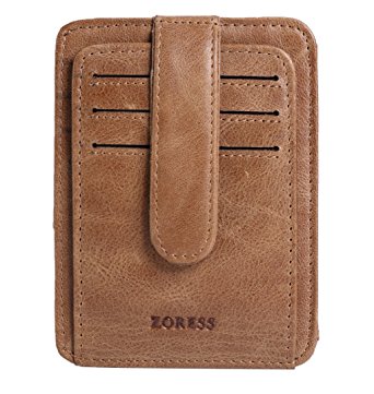 ZORESS Minimalist Genuine Leather Slim Front Pocket Wallet,CreditCard Case Holder