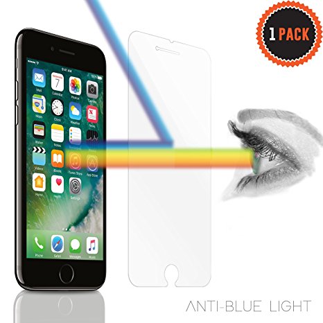 iPhone 7 Anti-Blue Light Premium Tempered Glass Screen Protector - Premium Ballistic Tempered Glass   Anti-Blue Light     Touchscreen Accuracy (0.33mm, 2.5D Rounded borders) - 1PK