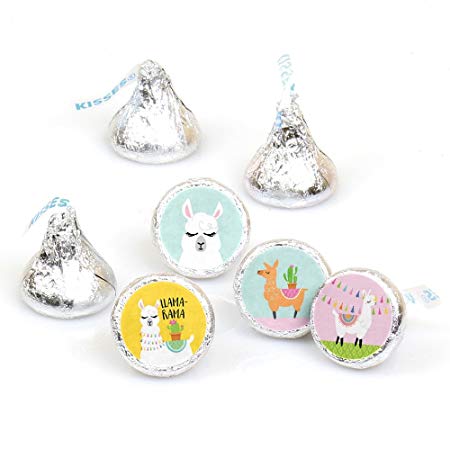 Whole Llama Fun - Llama Fiesta Baby Shower or Birthday Party Round Candy Sticker Favors - Labels Fit Hershey’s Kisses (1 Sheet of 108)