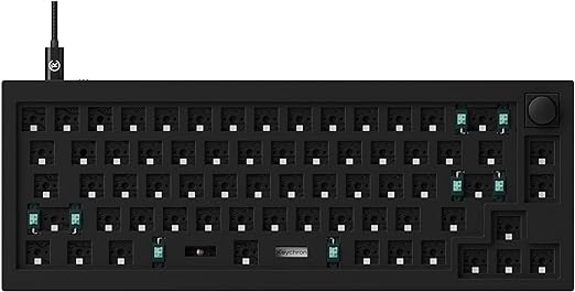 Keychron Q2 Wired Custom Mechanical Keyboard Barebone Knob Version, QMK/VIA Programmable Macro, Compatible with Mac Windows Linux, Hot-Swappable 65% Layout, Double-Gasket DIY Kit - Black