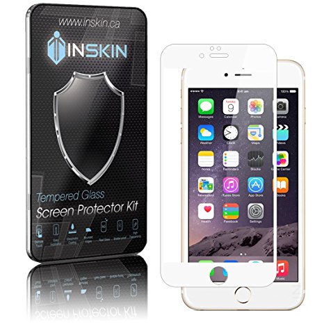 Inskin ™ [3D Curved] Full Front Panel Edge to Edge Coverage [HD Clear] Tempered Glass Screen Protector for Apple® iPhone® 6 / iPhone® 6S 4.7 " inch. Snow-White. [3D Touch Compatible]. Inskin ™ Retail Packaging.