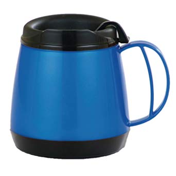 Sammons Preston Wide Body Thermo Mug, 20 oz, Blue, Foam Insulation Maintains Temperature of Hot & Cold Drinks, Durable Cup with Unbreakable Plastic Lining, Dent & Rust Proof, Ergonomic Handle