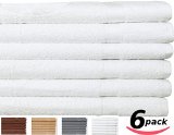 Utopia 100 Cotton Bath Towels Easy Care Ringspun Cotton for Maximum Softness and Absorbency 6-Pack - White 27 x 54