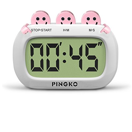 PINGKO Fashion Design Digital Kitchen Countdown Timer with Big Screen and Loud Alarm - Pink