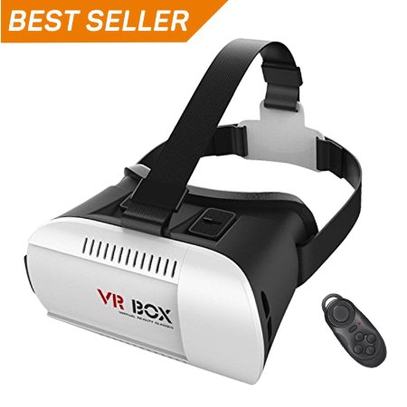 Virtual Reality Headset VR Box 3D Glasses for iOS Android 47 to 6 Smartphones w Controller White