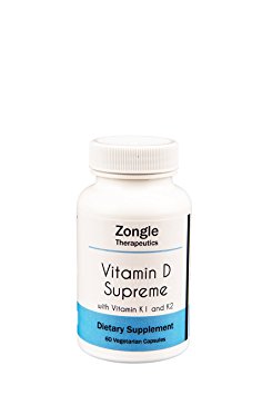 Zongle Therapeutics - Vitamin D Supreme with K1 and K2 - 60 Vegetarian Caps - D3 5000 IU - Vitamin K 550 mcg
