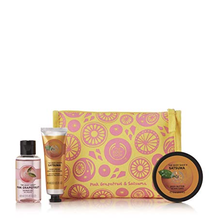 The Body Shop Citrus Beauty Bag Gift Set, Includes Our Signature Satsuma Body Butter, Satsuma Hand Cream, and Pink Grapefruit Shower Gel