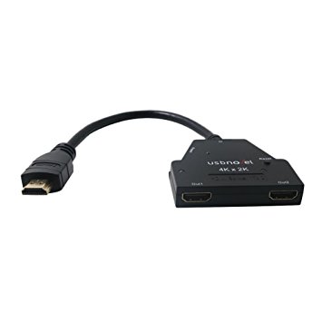 USBNOVEL Hdmi Splitter Cable 1 in 2 out Ultra HD 4Kx2K HDMI Male to 2 Port HDMI Out Female 3D Compatibility HDCP 1.4 Protocol Compliant