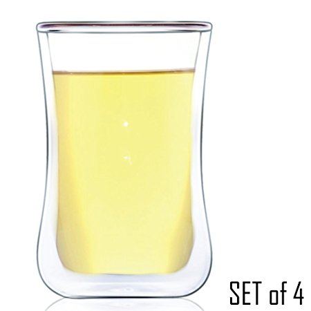 Taurus Double Wall Glass Tea & Coffee Espresso Cup Glasses - 230ml / 8.0 fl. oz (4)