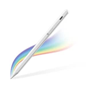 Portronics Glide Stylus Pencil for iPad Tablets with Angle Tilt Sensitivity, Palm Rejection, Attaches Magnetically, Battery LED Indicator, Type-C Charging, Stylus Pen for iPads (White)