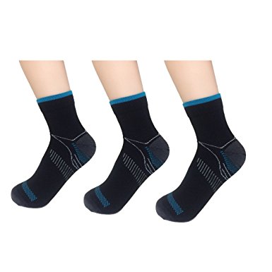 3 Pack 6 Pack Sport Plantar Fasciitis Arch Support Low Cut Running Gym Compression Foot Socks / Foot Sleeves