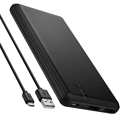 Spigen 10000mAh Power Bank [IP Technology] [Anti-Slip Pattern] Dual Port 5V 2.4A Portable Charger Compatible with iPhone, Samsung, Huawei, Pixel and More