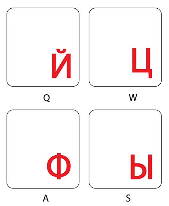 RUSSIAN WITH RED LETTERING KEYBOARD STICKERS TRANSPARENT FOR COMPUTERS LAPTOPS DESKTOP KEYBOARDS