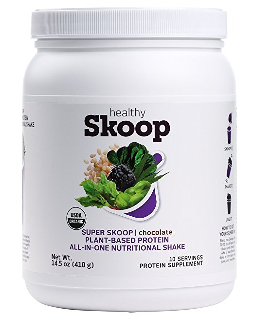 Healthy Skoop All-in-One Organic Nutritional Shake with Plant Based Protein and Fiber, Chocolate, 14.5 Ounces