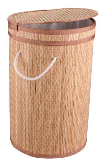 Dwellbee's Clein Collapsible Bamboo Laundry Hamper, Bag, Sorter, Basket (Natural/Light Brown)