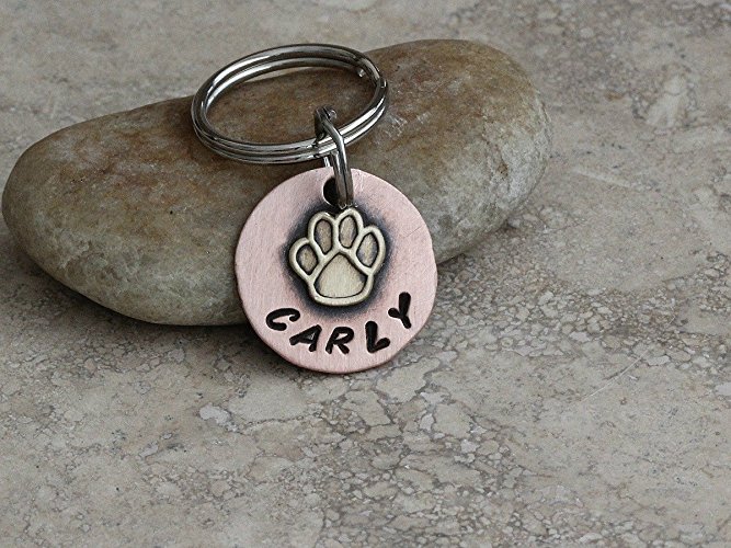 Tiny paw name tag to be used as a kitten tag, cat tag, dog tag, puppy ID, key chain etc.