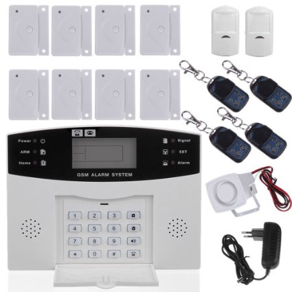 LCD Wireless GSM SMS Autodial Burglar Security Alarm System DIY Kit Home Door Window Motion Detector Sensor Siren by Masione