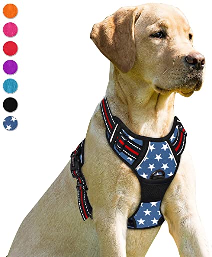 BARKBAY No Pull Dog Harness Front Clip Heavy Duty Reflective Easy Control Handle for Small Medium Large Dogs(Star,M)