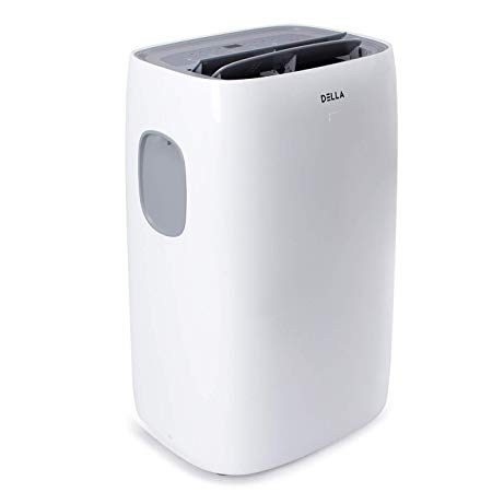 DELLA 12000 BTU Portable Air Conditioner Dehumidifier Fan 24hr Timer Self Evaporation Rooms Up To 550 Sq. Ft. Remote Window Kit & Wheels Included - White