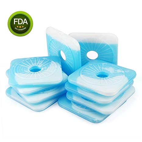 OICEPCK Ice Pack Slim Reusable Ice Packs for Lunch Boxes,Lunch Bags and Coolers, Fan Shape Cool Pack Keep Food Cold,Freezer Packs, Set of 10,Blue, Ice Lunch Chillers Make Fruit Fresh,Gel Cold Packs