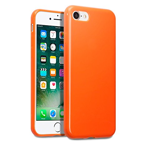 iPhone 7 Covers, Terrapin iPhone 7 Case - TPU Gel - Slim Design - Durable Shock Absorbing - Back Protector - Solid Orange