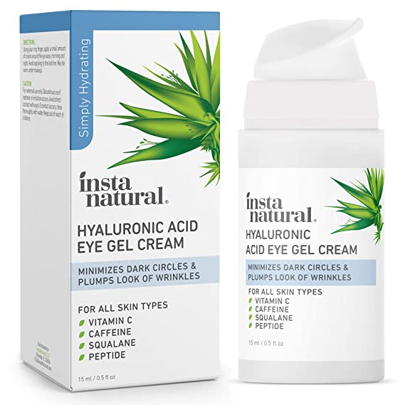 Hyaluronic Acid Eye Gel Cream - Hydrating Dark Circle, Eye Bags Remover & Puffy Eyes Moisturizer - Crows Feet, Lines & Wrinkles, Lifting & Firming Brightening Treatment - Vitamin C & Caffeine - 0.5 oz