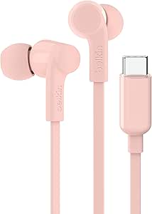 Belkin SoundForm Wired Earbuds with USB-C Connector, in-Ear Earphones w/Microphone - Headphones for iPhone 16, iPad Mini, Galaxy S24, Android, and More with USB-C Connector (USB-C Headphones) - Pink