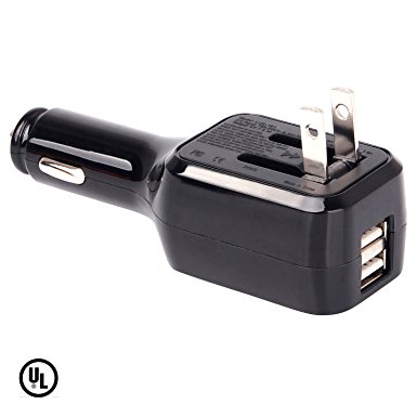 Lycas 2 Port Car Charger with Micro USB Charging Cable, Black