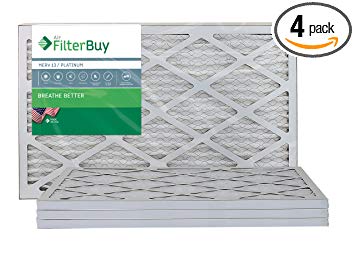 FilterBuy 12x20x1 MERV 13 Pleated AC Furnace Air Filter, (Pack of 4 Filters), 12x20x1 – Platinum