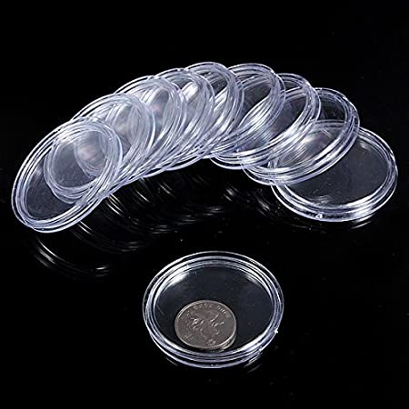 Teensery 10 Pcs Clear Round Plastic Lighthouse Coin Capsules Coin Display Cases Container Box (30mm)