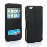 iPhone 6  6S Plus 55 Case Leather Flip Cover - Dual Window Black