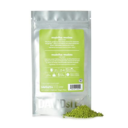DAVIDsTEA Matcha Matsu Authentic Japanese Green Tea Powder, Premium Stoneground Green Tea for Hot or Iced Matcha, Lattes and Baking, 2 oz