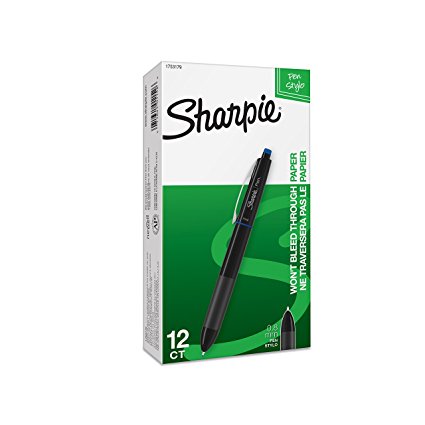 Sharpie Retractable Pens, Fine Point (0.8mm), Blue, 12 Count