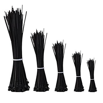 Cable Ties, Toyoo 500 Pcs Black Zip Nylon Cable Tie with 100mm, 150mm, 200mm, 250mm, 300mm