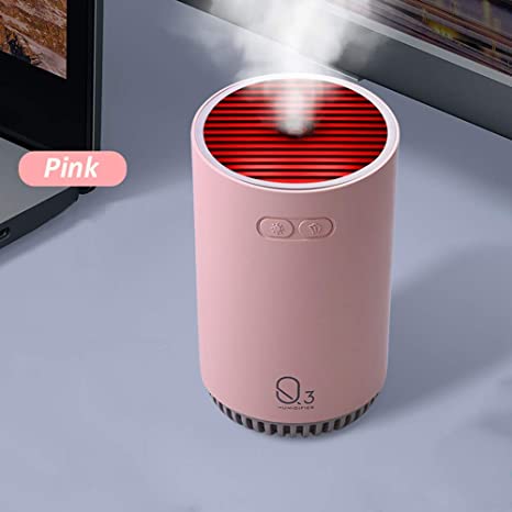 Anyer Tap Air Humidifier,Cool Mist Humidifer,Portable Wireless Air Diffuser 320ML 2000Mah USB Rechargeable Ultrasonic Aroma Humidifier,Pink