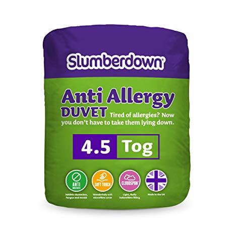 Slumberdown Anti Allergy 4.5 Tog Duvet, White, Single