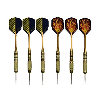 RoseKuli 6PCS Darts Brass Barrels Stainless Steel Needle Tip Aluminum Shaft Laser Flights Dart With 3 Free PVC Shafts Rods and 2 Free PVC Boxes