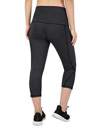 HDE Womens Capri Yoga Pants Fitted Stretch Leggings for Workouts Running