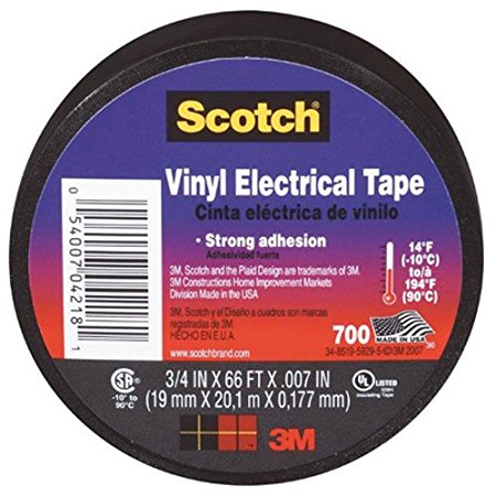 3M Scotch Vinyl Electrical Tape, .75-Inch by .007-Inch by 66-Feet
