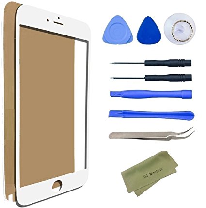 iPhone 6 Plus / 6s Plus Broken Screen Replacement Repair Kit including Replacement Glass / Tools / Adhesive Sticker Tape / Tweezers / Microfiber Cleaning Cloth / Lens (White)